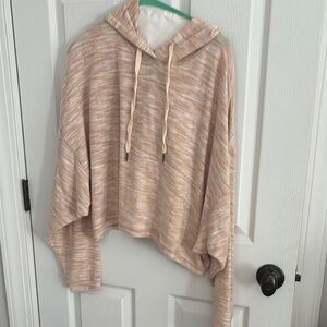 Striped Tan Hooded Women's Top